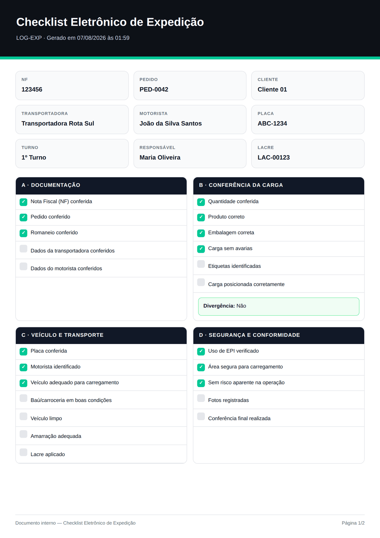 Documento final em PDF gerado pelo Checklist Pro